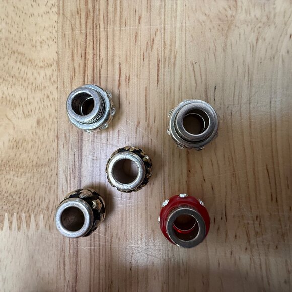 Brighton Set Of 5 Beads & Spacers Silver Black Red Gold Crystal Accents - Picture 6 of 16